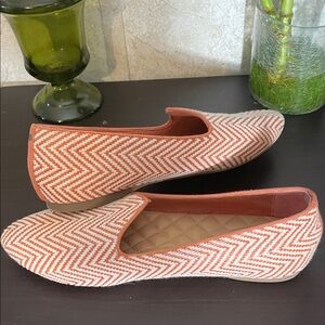 Women’s Birdies Orange and White Chevron Zigzag Loafers
